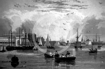 The waterfront from public baths to Salthouse Docks, 1831